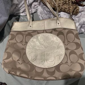 Gold and tan coach bag